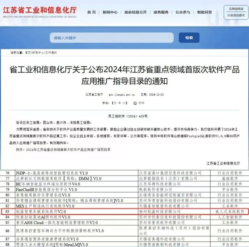 航盛佳绩 入选省重点领域首版次软件产品应用推广指导目录，技术推广与软件开发双翼齐飞